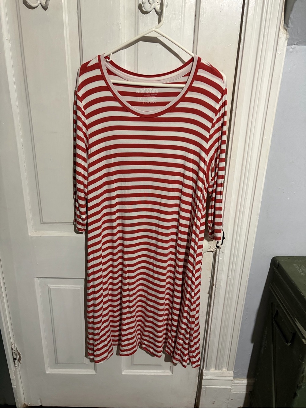 Latched Mama 1X Orange and White Striped 3/4 Sleeve Dress